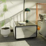 Modern Smart Side Table with Built-in Fridge Temperature Control White