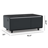 Modern Smart Coffee Table with Built-in Fridge Bluetooth Speaker Black