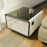 Modern Smart Side Table with Built-in Fridge Temperature Control White