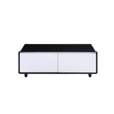 Modern Smart Coffee Table with Built-in Fridge Power Socket White