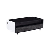 Modern Smart Coffee Table with Built-in Fridge Power Socket White