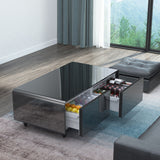 Modern Smart Coffee Table with Built-in Fridge Touch Control Panel