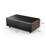 Modern Smart Coffee Table with Built-in Fridge, Bluetooth Speaker