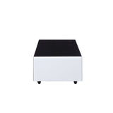 Modern Smart Coffee Table with Built-in Fridge Power Socket White