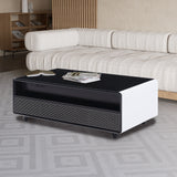 Modern Smart Coffee Table with Built-in Fridge Power Socket White