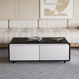 Modern Smart Coffee Table with Built-in Fridge Power Socket White