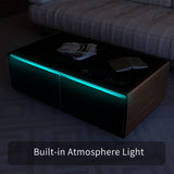 Modern Smart Coffee Table with Built-in Fridge, Bluetooth Speaker