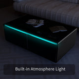 Modern Smart Coffee Table with Built-in Fridge Touch Control Panel