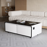 Modern Smart Coffee Table with Built-in Fridge Power Socket White