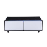 Modern Smart Coffee Table with Built-in Fridge Power Socket White