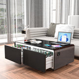 Modern Smart Coffee Table with Built-in Fridge, Bluetooth Speaker