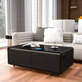 Modern Smart Coffee Table with Built-in Fridge Touch Control Panel