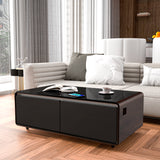 Modern Smart Coffee Table with Built-in Fridge, Bluetooth Speaker