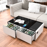 Modern Smart Coffee Table with Built-in Fridge Touch Control Panel