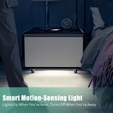 Modern Smart Side Table with Built-in Fridge Temperature Control White