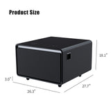 Modern Smart Side Table with Built-in Fridge Wireless Charging Black