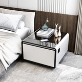 Modern Smart Side Table with Built-in Fridge Temperature Control White