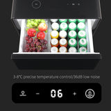 Modern Smart Side Table with Built-in Fridge Wireless Charging Black