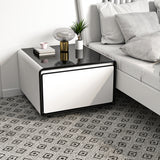 Modern Smart Side Table with Built-in Fridge Temperature Control White