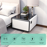 Modern Smart Side Table with Built-in Fridge Temperature Control White