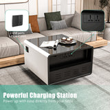 Modern Smart Side Table with Built-in Fridge Temperature Control White
