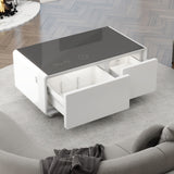 Modern Smart Coffee Table with Built-in Fridge Touch Control Panel