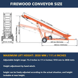Firewood Conveyor with B&S Engine 6.5HP 208cc Gasoline Powered 19.7" Width PVC Belt Wood Conveyor