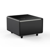 Modern Smart Side Table with Built-in Fridge Wireless Charging Black