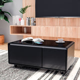 Modern Smart Coffee Table with Built-in Fridge Bluetooth Speaker Black