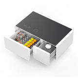 Modern Smart Coffee Table with Built-in Fridge Touch Control Panel