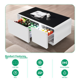 Modern Smart Coffee Table with Built-in Fridge Touch Control Panel