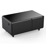 Modern Smart Coffee Table with Built-in Fridge Bluetooth Speaker Black