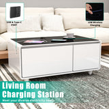 Modern Smart Coffee Table with Built-in Fridge Touch Control Panel