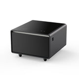 Modern Smart Side Table with Built-in Fridge Wireless Charging Black