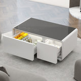 Modern Smart Coffee Table with Built-in Fridge Bluetooth Speaker Black