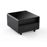 Modern Smart Side Table with Built-in Fridge Wireless Charging Black