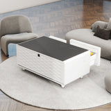 Modern Smart Coffee Table with Built-in Fridge Touch Control Panel