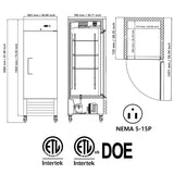 Freezer Single Door 27"W Reach-in Freezer 18.68 Cu.ft.Upright Cooling