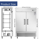 54"W Freezer 2 Section 2 Door Stainless Steel Reach-in 42.2 Cu.ft.