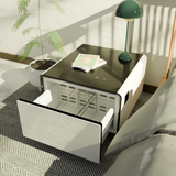 Modern Smart Side Table with Built-in Fridge Wireless Charging Black