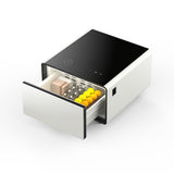 Modern Smart Side Table with Built-in Fridge Temperature Control White