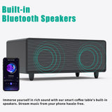 Modern Smart Coffee Table with Built-in Fridge Bluetooth Speaker Black