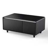 Modern Smart Coffee Table with Built-in Fridge Bluetooth Speaker Black