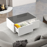 Modern Smart Coffee Table with Built-in Fridge Touch Control Panel
