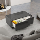 Modern Smart Coffee Table with Built-in Fridge Bluetooth Speaker Black