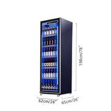 Beverage refrigerated display case with three lighting glass freezer showcase