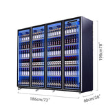 Beverage refrigerated display case with three lighting glass freezer showcase