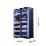 Beverage refrigerated display case with three lighting glass freezer showcase
