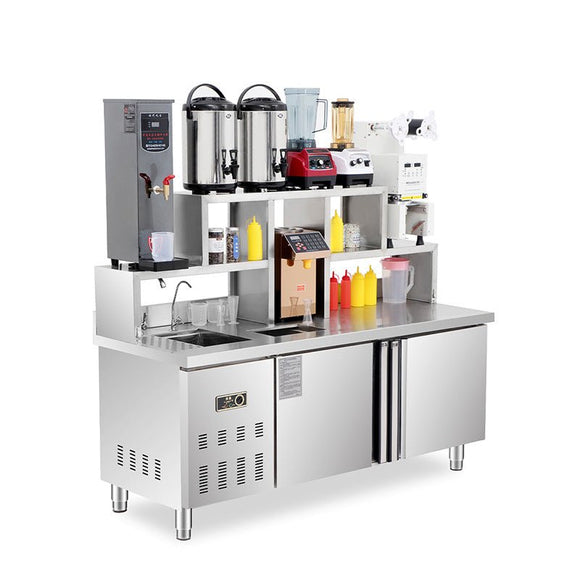 Bubble tea bar milk tea bar counter with refrigeration and boba bar equipment