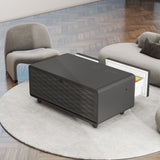 Modern Smart Coffee Table with Built-in Fridge Bluetooth Speaker Black